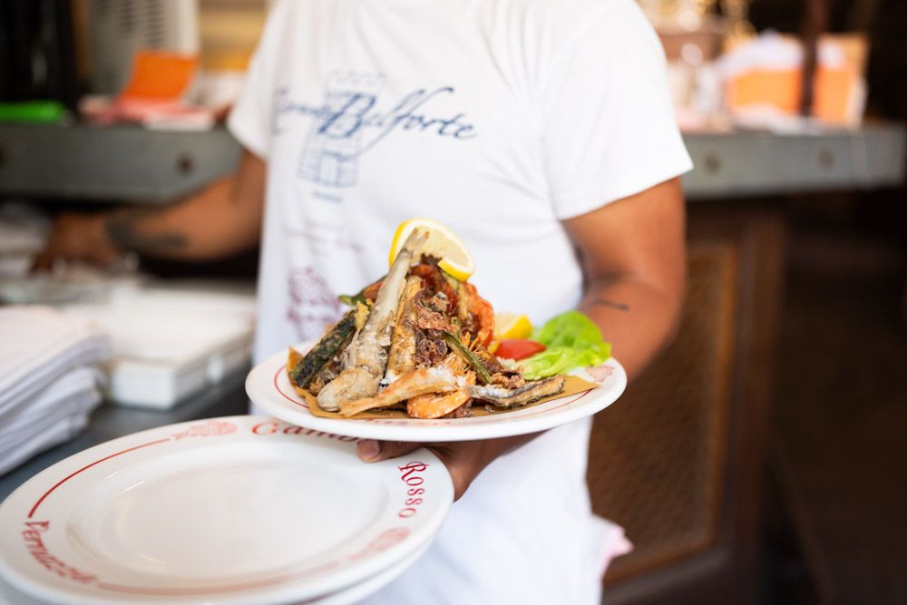 dish of fish at gambero rosso restaurant